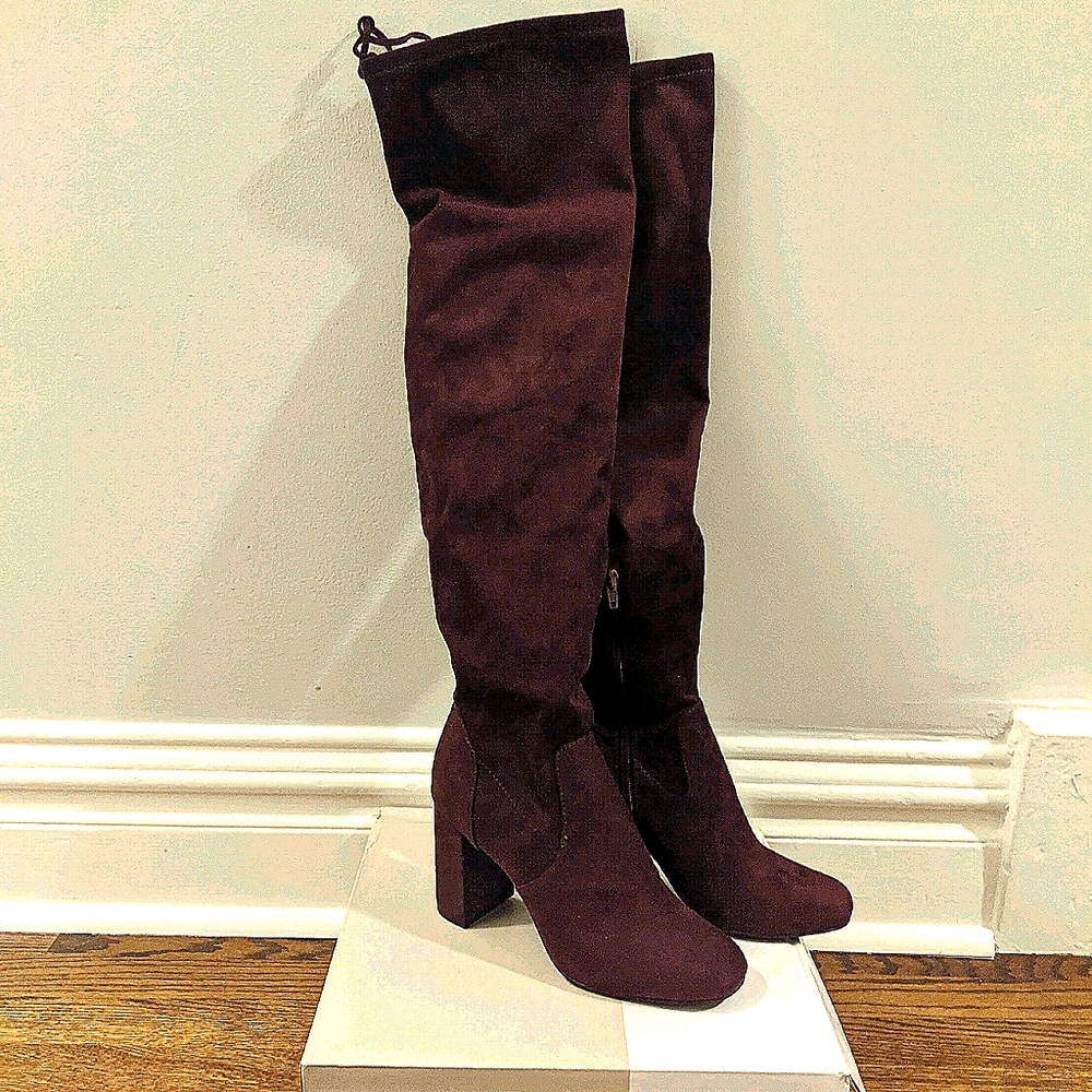NEW Burgundy Over the Knee Faux Suede BP. Boots